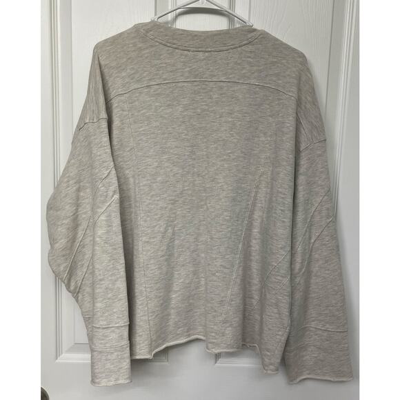 Free people gray play on oversized henley sweatshirt extra small ($128 retail) - Picture 9 of 11